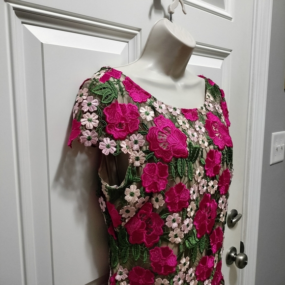 Xscape Pink and Green Floral Midi Dress - Picture 2 of 10